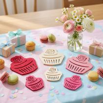 Article Décoration de table cupcakes en bois couleurs pastel muffins décoration anniversaire 24 pcs