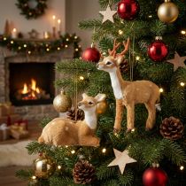 Article Cerfs décoratifs de Noël à suspendre, H 11,5 cm / 7,5 cm, 2 pièces