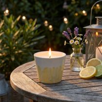 Article Bougie citronnelle en pot céramique jaune crème Ø8,5cm