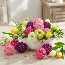 Article Boules de rotin rose clair rose violet assortis rotin Ø5cm 24 pcs