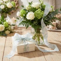 Article Ruban d'organza, ruban de mousseline, branches feuillues, vert, 40 mm, 15 m