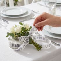 Article Ruban décoratif ruban bijoux eucalyptus blanc gris W25mm L20m