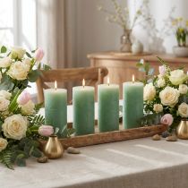 Article Bougies piliers vert jade, teintées dans la masse, bougies décoratives de haute qualité 70 x 120 mm, décoration de table élégante et idée cadeau, lot de 4