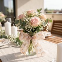 Article Ruban d'organza, fleurs de coton, ruban décoratif, rose, 40 mm, 15 m