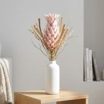 Article Fleur artificielle exotique rose grande fleur d'ananas 74cm