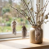 Article Pendentif plume décorative en bois plume naturelle 9,5/10cm 9 pcs