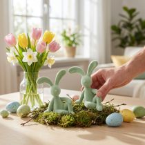 Article Figurine décorative de lapin de Pâques pour une décoration intérieure élégante et pour Pâques, 22 cm, lot de 2