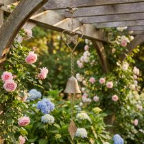 Article Carillon à vent en métal avec cœur et cloche décoration de jardin antique 72cm