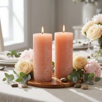 Article Lot de 2 bougies piliers, motif pêche, 85 x 200 mm - Longue durée de combustion, cire colorée pour une ambiance décorative et relaxante