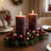 Article Bougies piliers de luxe bordeaux, lot de 2, couleur unie, 85 x 200 mm, pour une utilisation romantique et décorative