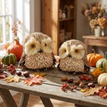 Article Chouette figurines décoratives automne avec cônes 12,5×10×10cm 2pcs