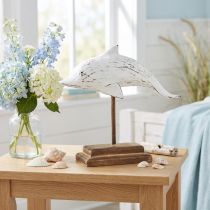 Article Décoration dauphin Albasia Maritime décoration en bois blanc 28×6,5×26cm