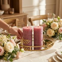 Article Bougies colorées unies vieux rose 85x120mm 2pcs