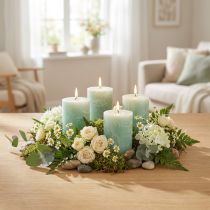 Article Bougies de couleur unie vert clair 60x80mm 4 pcs