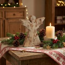 Article Décoration d'ange de Noël en bois de manguier de Noël 20×18×2,5cm