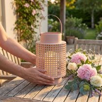 Article Lanterne décorative lanterne en métal rose avec anse Ø18cm H29cm