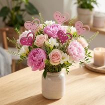 Article Bouchon de fleur Bouchon décoratif fête des mères coeur rose 7cm 12 pcs