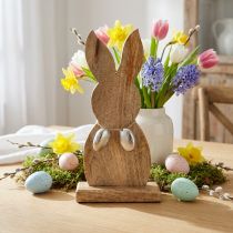 Article Lapin de Pâques en bois avec oeufs en métal, décoration de table Pâques H31cm