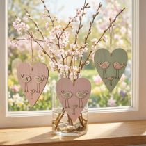Article Coeur en bois, coeur décoratif à suspendre, décoration coeur H16cm 6 pcs