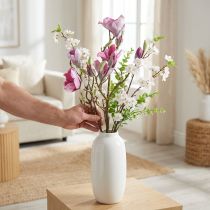 Article Branche de magnolia fleur artificielle, rose magnolia 92cm