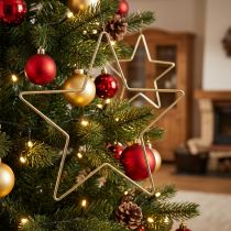 Article Étoiles décoratives en métal doré à suspendre 20 cm - Lot de 6