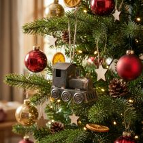 Article Décoration de Noël locomotive en métal vintage H7,5 cm