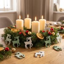 Article Décoration à disperser Noël bois cerf vert 4×3cm 72 pcs
