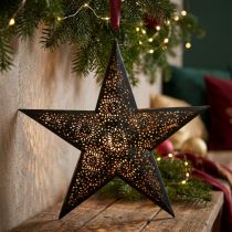 Article Étoile de Noël en Métal Noir et Cuivre H25,5cm