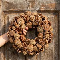 Article Couronne de pommes de pin à suspendre nature Ø35cm