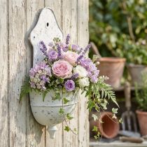 Article Bol Mural Shabby Chic Métal Demi Rond Blanc 24cm×10cm×47cm