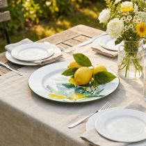 Article Assiette décorative, méditerranéenne, assiette en métal avec branche de citronnier Ø34cm