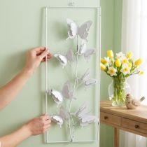Article Déco murale Papillons Déco de printemps Métal Blanc 47,5cm