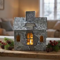 Article Porte-bougie chauffe-plat en métal, style shabby chic, blanchi à la chaux, finition rouillée, H 11 cm