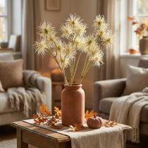 Article Xanthium fleur artificielle crème décoration d'automne 6 fleurs 80cm 3pcs
