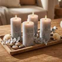 Article Bougies de couleur unie gris 50x100mm 4 pcs