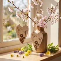 Article Cintre décoratif en bois coeurs décoratifs fleurs abeilles décoration 10x15cm 6 pièces