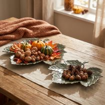 Article Bol décoratif feuilles d'automne en métal Ø33/40cm lot de 2