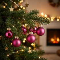 Article Mini boules en verre boules de sapin de Noël rose Ø2,5cm 22 pcs
