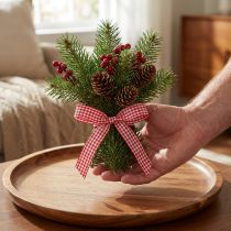 Article Ruban cadeau avec lisière 15mm 20m à carreaux rouges