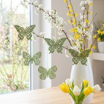 Article Cintre décoratif papillon vert pailleté 8cm 12 pcs