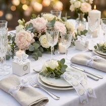 Article Ruban organza pour décoration de mariage « Love » blanc 40 mm 15 m
