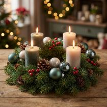 Article Boules de Noël boules d'arbre en verre vert gris 4cm 24 pcs
