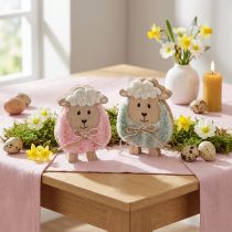 Article Moutons décoratifs en bois, adorables figurines pour le printemps et Pâques, décoration de table, 11 cm, lot de 6