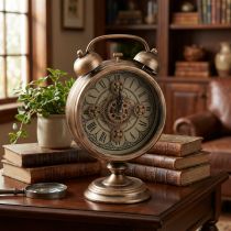 Article Horloge à chiffres romains vintage métal bronze Ø22cm