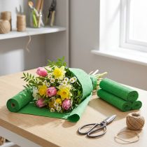 Article Crêpe Fleur vert L10cm grammage 128g/m² L250cm 2 pièces