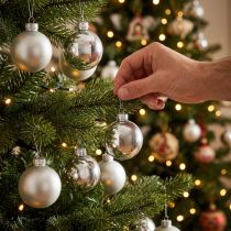 Article Boules de Noël en verre boule argentée mat/brillant Ø4cm 60 pcs