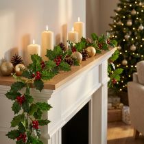 Article Guirlande de Noël houx artificiel Ilex guirlande 160cm