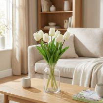 Article Tulipes artificielles Blanc Crème Real Touch 38cm 7 pcs