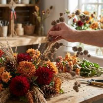 Article Branche Décorative Platane avec Fruits Décoration d'Automne Artificielle Platane Brun L82cm Ø2-4cm
