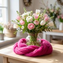 Article Cordon de laine feutrée douce, idéal pour les créations décoratives et les compositions saisonnières. 2 m, rose.